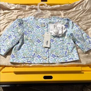 Janie and Jack Floral Blazer with White Accent